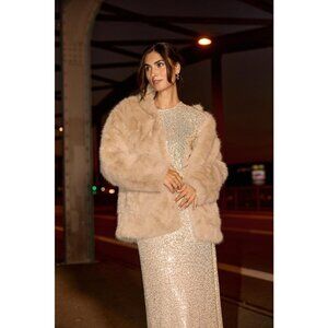 NWT SOYA CONCEPT NAIDA Cream Faux Fur Jacket